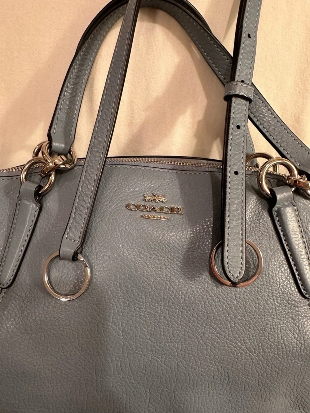 Coach f26917 Kelsey Slate Blue Gray small purse leather w/strap w/dust bag